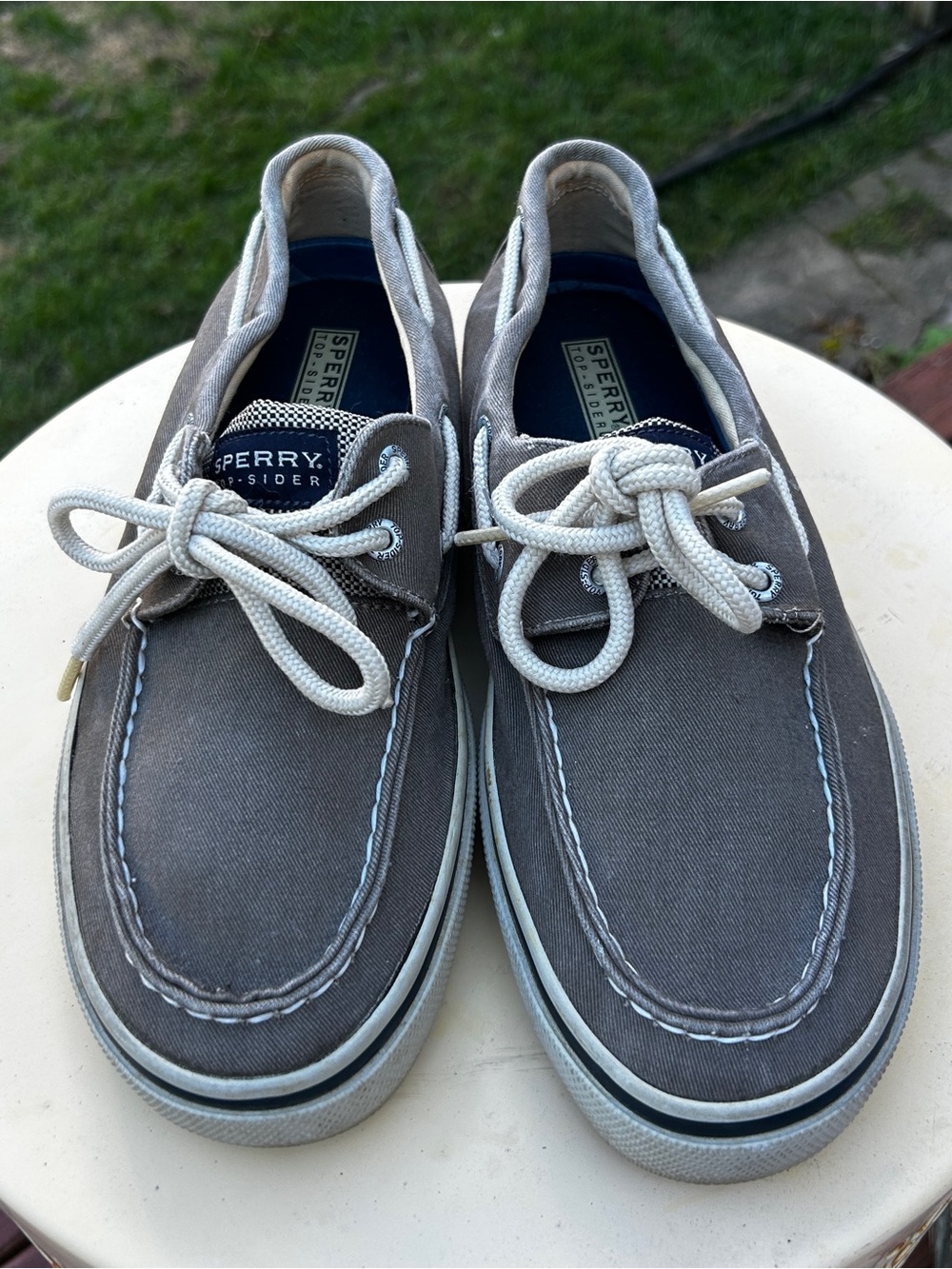 Sperry Top-Sider Men’s 9 Gray Canvas Boat Shoes Deck Shoes